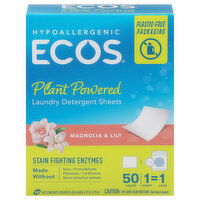 Ecos Laundry Detergent Sheets, Plant Powered, Magnolia & Lily, 50 Each