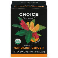 Choice Organics Herbal Tea, Mandarin Ginger, Tea Bags, 16 Each