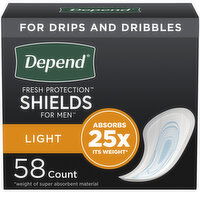 Depend Incontinence Shields, Pads for Men, Light Absorbency, 58 Each