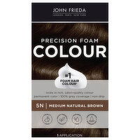 John Frieda Hair Colour, Precision Foam, Medium Natural Brown 5N, 1 Each