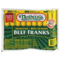 Nathan's Nathan's Famous Skinless All Beef Franks, Bun Length, 32 Ounce