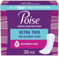 Poise Pads, Ultra Thin, Maximum Long, 36 Each