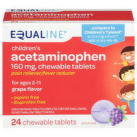 Equaline Acetaminophen, 160 mg, Chewable Tablets, Grape Flavor, Children's, 24 Each