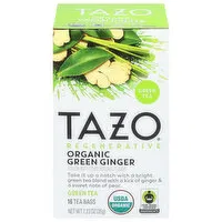 Tazo Regenerative Green Tea, Organic Green Ginger, Tea Bags, 16 Each