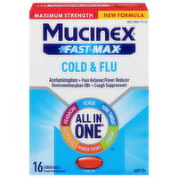 Mucinex Fast Max Liquid Filled Capsules Maximum Strength Cold & Flu, 16 Each