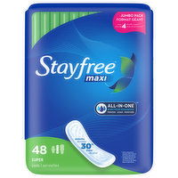 Stayfree Pads, Maxi, Super, Jumbo Pack, 48 Each