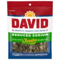 David Reduced Sodium Salted and Roasted Jumbo Sunflower Seeds Keto Friendly Snack, 5.25 Ounce