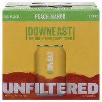 Downeast Unfiltered Peach Mango Craft Cider, 9 Each