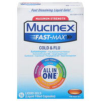 Mucinex Fast-Max Cold & Flu, All in One, Maximum Strength, Liquid Gels, 16 Each