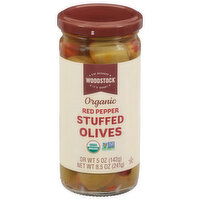 Woodstock Olives, Organic, Stuffed, Red Pepper, 8.5 Ounce