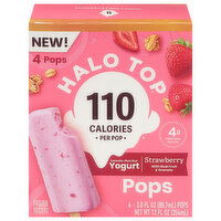 Halo Top Frozen Yogurt, Pops, Strawberry with Real Fruit & Granola, 4 Each