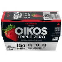 Oikos Yogurt, Nonfat, Greek, Blended, Strawberry Flavored, 4 Pack, 4 Each