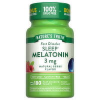 Nature's Truth Melatonin, 3 mg, Fast Dissolve Tablets, Natural Berry Flavor, 180 Each