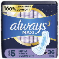 Always Maxi Maxi Overnight Pads with Wings, Size 5, 36 Each