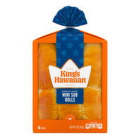 King's Hawaiian Sweet Mini Sub Rolls, 6 Count, 12 Ounce