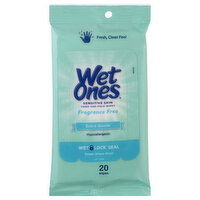 Wet Ones Wipes, Hand and Face, Fragrance Free, Extra Gentle, 20 Each