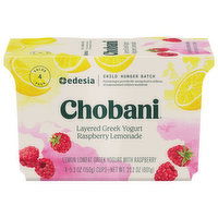 Chobani Yogurt, Greek, Raspberry Lemonade, Layered, Value 4 Pack, 4 Each