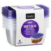 Essential Everyday Reusable Containers, Soup & Salad, 24 Fluid Ounce, 5 Each