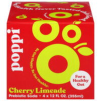 Poppi Prebiotic Soda, Cherry Limeade, 4 Each