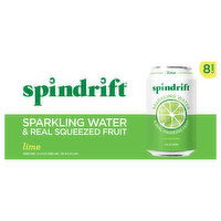 Spindrift Sparkling Water, Lime, Unsweetened, 8 Each