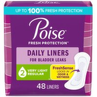 Poise Fresh Protection Daily Liners, Very Light, Regular, 48 Each