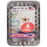 Handi-Foil 13 x 9 Cake Pans & Lids, 4 Each