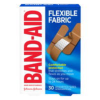 Band Aid Bandages, Adhesive, Flexible Fabric, Assorted Sizes, 30 Each