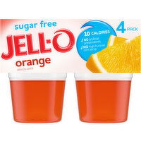 Jell-O Orange Sugar Free Ready-to-Eat Jello Cups Gelatin Snack, 4 Each