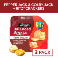 SARGENTO Balanced Breaks® Cheese & Crackers, Pepper Jack & Colby-Jack Natural Cheeses and RITZ® Mini Original Crackers Snack Kit, 3-Pack, 5.95 Ounce