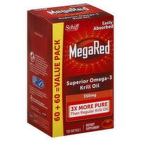 MegaRed Krill Oil, Superior Omega-3, 350 mg, Softgels, Value Pack, 120 Each