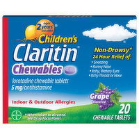 Claritin Indoor & Outdoor Allergies, 5 mg, Chewable Tablets, Grape Flavored, 20 Each