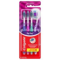 Colgate Zig Zag Adult Manual Toothbrush With Tongue And Cheek Cleaner, 4 Each