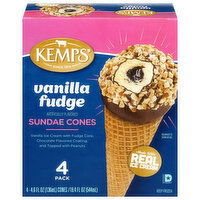 Kemps Sundae Cones, Vanilla Fudge, 4 Each