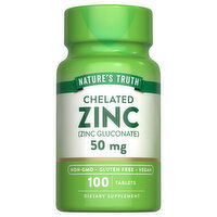 Nature's Truth Zinc, Chelated, 50 mg, Tablets, 100 Each