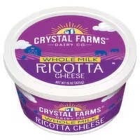 Crystal Farms Cheese, Ricotta, Whole Milk, 15 Ounce