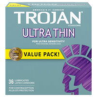 Trojan Condoms, Lubricated, Ultra Thin, Latex, 36 Each
