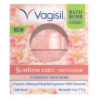 Vagisil Scentsitive Scents Bath Bomb, V-Friendly, Peach Blossom, 1 Each