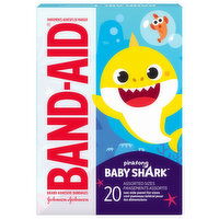 Band-Aid Bandages, Adhesive, Baby Shark, Assorted Sizes, 20 Each