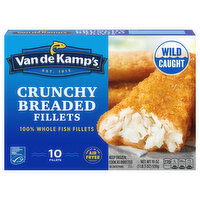 Van de Kamp's Crunchy Breaded 100% Whole Fish Fillets, Frozen, 10 Each