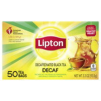 Lipton Black Tea, Decaf, Decaffeinated, Tea Bags, 50 Each