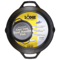 Lodge Cast Iron Pan, Dual Handle, Seasoned, 12 Inch, 1 Each