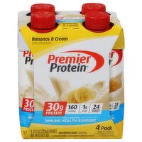 Premier Protein High Protein Shake, Bananas & Cream, 4 Pack, 4 Each