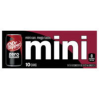 Dr Pepper Soda, Zero Sugar, Mini, 10 Each