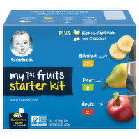 Gerber Baby Food Puree, My 1st Fruits Starter Kit, Supported Sitter 1st Foods, 6 Each