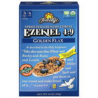 Food for Life Ezekiel 4:9 Cereal, Sprouted Crunchy, Flourless, Golden Flax, 16 Ounce