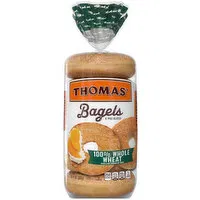 Thomas' 100% Whole Wheat Sliced Bagel- Full Size Bagels, 6  count, 20 oz, 6 Each