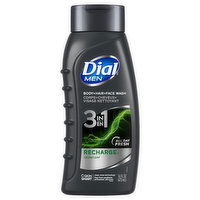 Dial Recharge Body + Hair + Face Wash, Cedar Leaf, 3 in 1, Men, 16 Fluid ounce