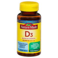 Nature Made Vitamin D3, Maximum Strength, 10,000 IU, Softgels, 60 Each