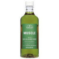 Village Naturals Therapy Bath Oil & Body Wash, 2 in 1, Muscle, Eucalyptus Mint, 16 Fluid ounce