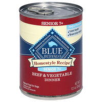 Blue Buffalo Blue Food for Dogs, Natural, Beef & Vegetable Dinner,Homestyle Recipe, Senior 7+, 12.5 Ounce